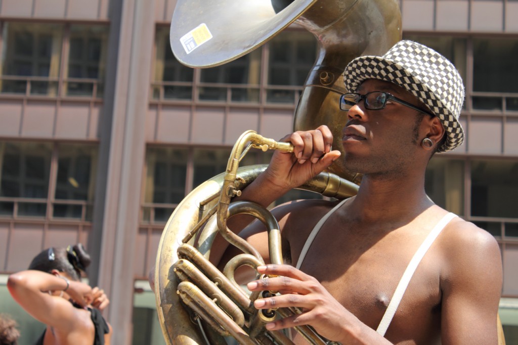 Sousaphone player at "We Are One" Chicago